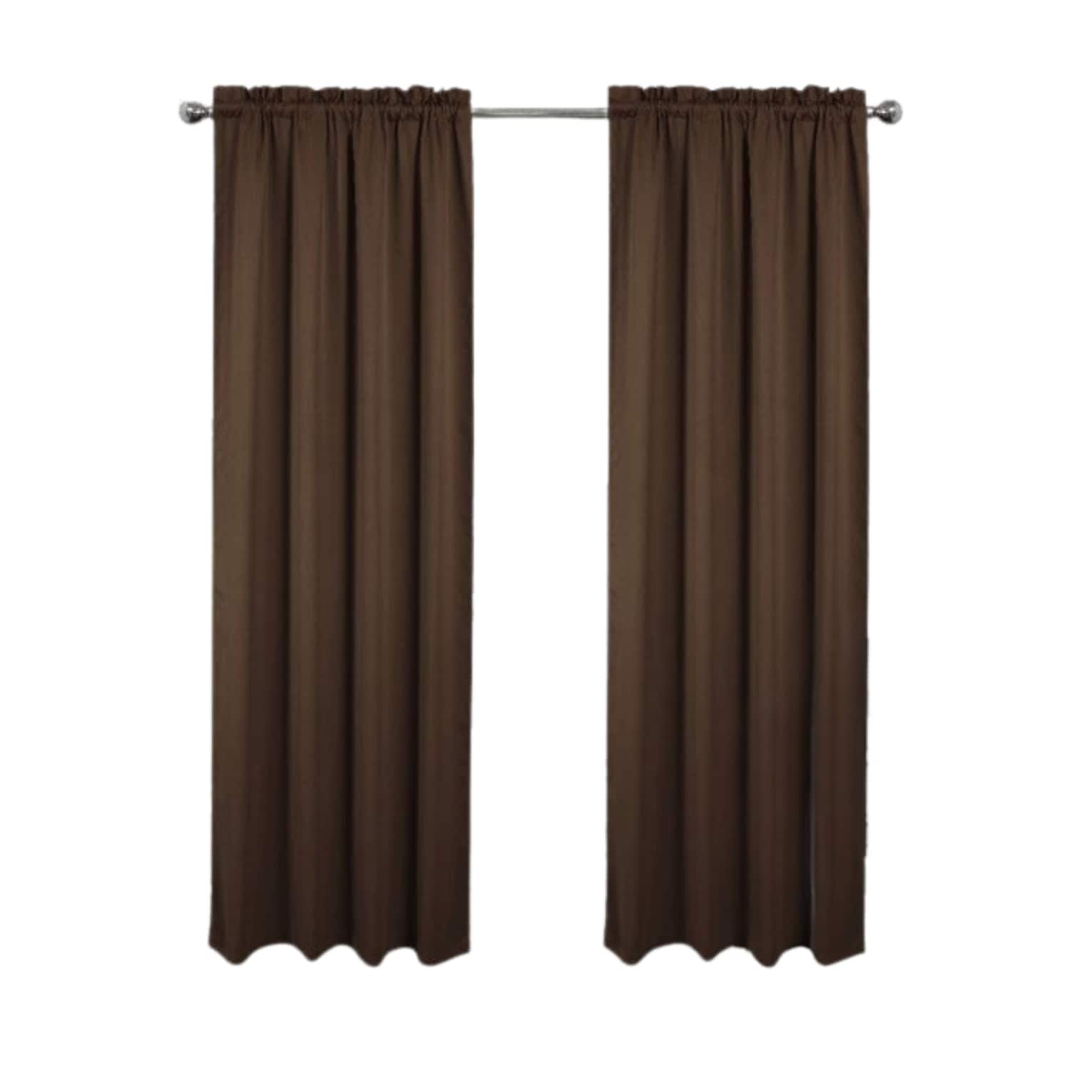 RT Designers Collection - 100% Polyester Twilight Blackout Rod Pocket Curtain Panel 54" x 90" - Chocolate
