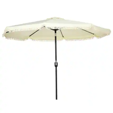 Front. Spaco - Spaco 9Ft Patio Table Umbrella, Ruffled Tilt Crank Shade for Garden, Pool - Cream White.
