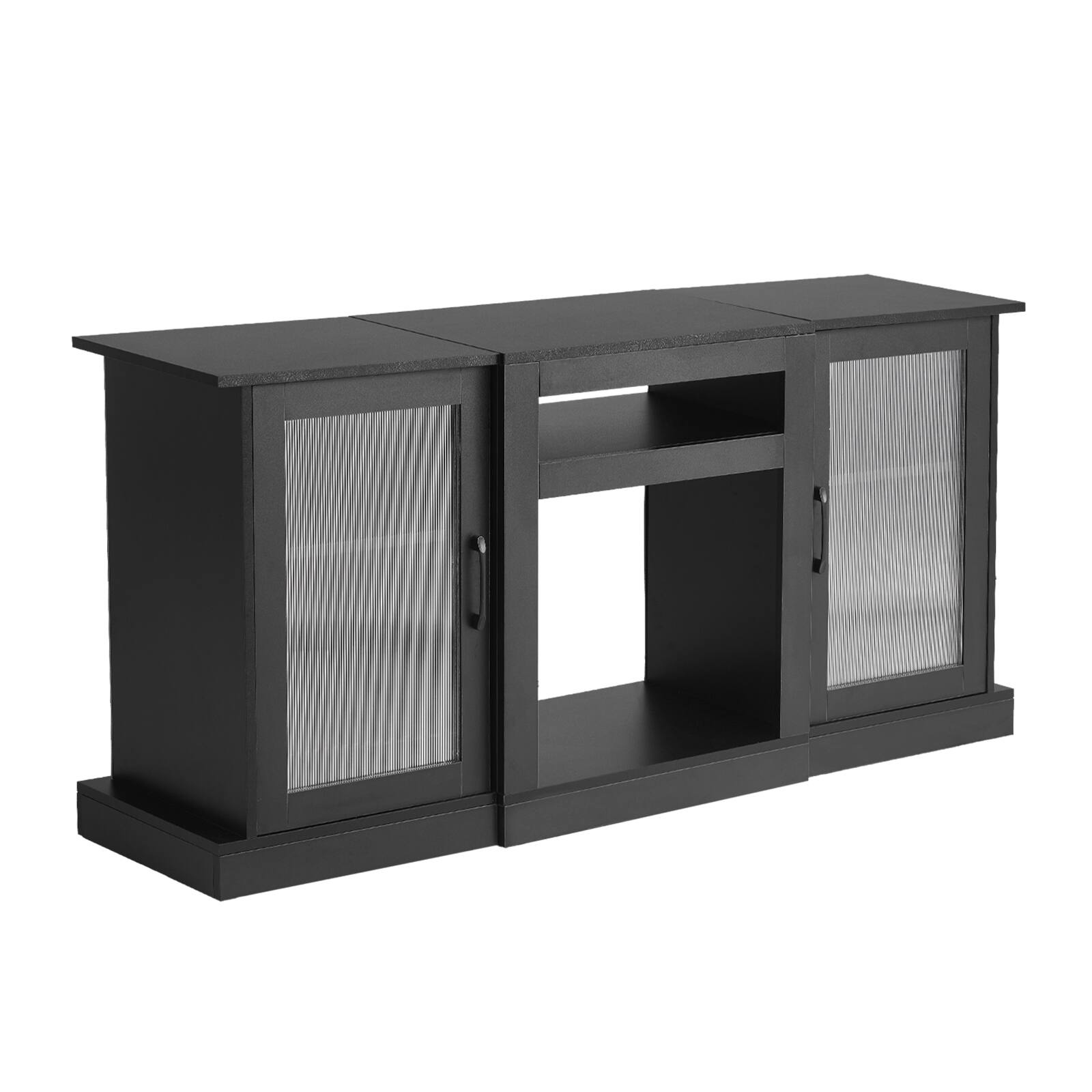 Alt View 5. VEVOR - TV Stand for TVs up to 65 inch, Modern Entertainment Center with Light Strip, Wooden TV Cabinet Storage - Black.