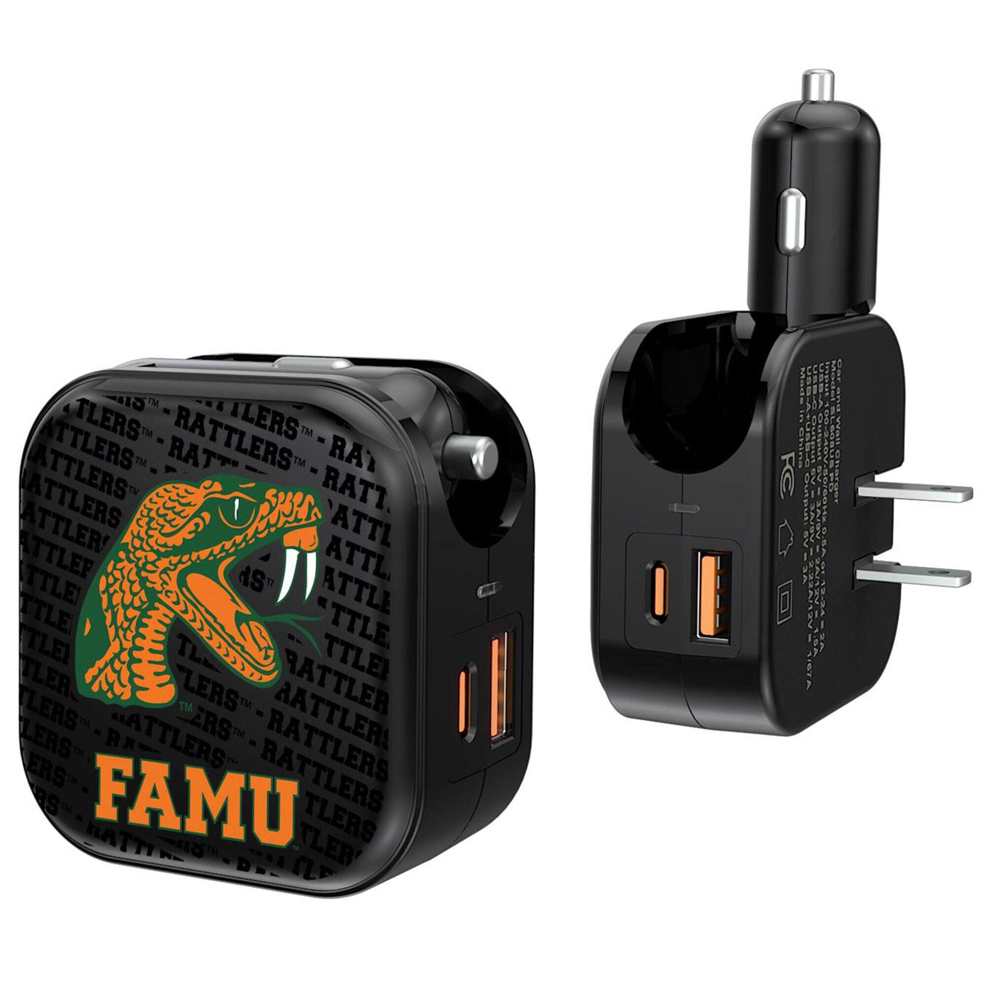 Keyscaper - Black Florida A&M Rattlers Two-In-One USB A/C Charger - Black