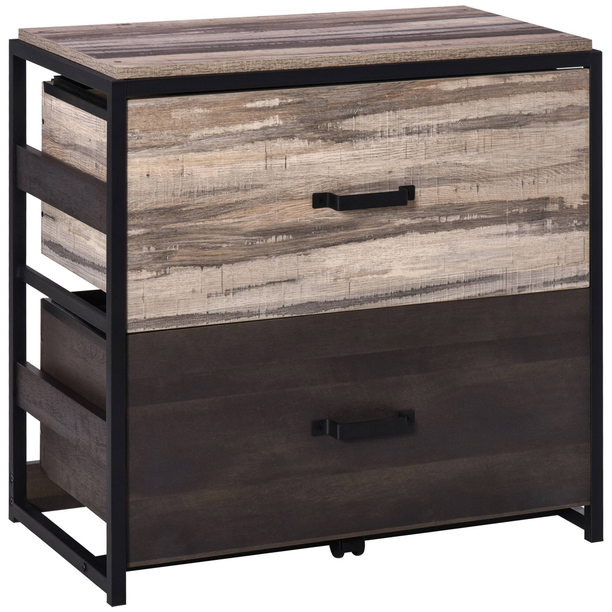 Vinsetto - Lateral File Cabinet with 2 Drawers, Adjustable Bars