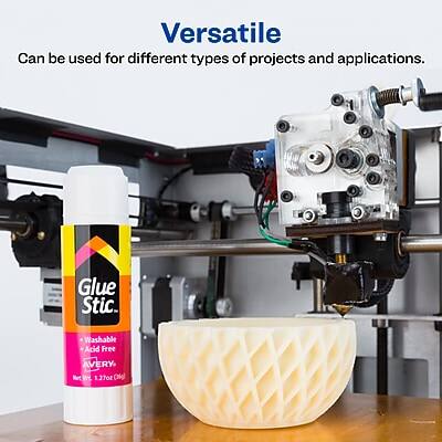 Versatile  
Can be used for different types of projects and applications.  

Glue Stic.  
Washable Acid Free  
AVERY  
Net Wt. 1.27 OZ (36g)