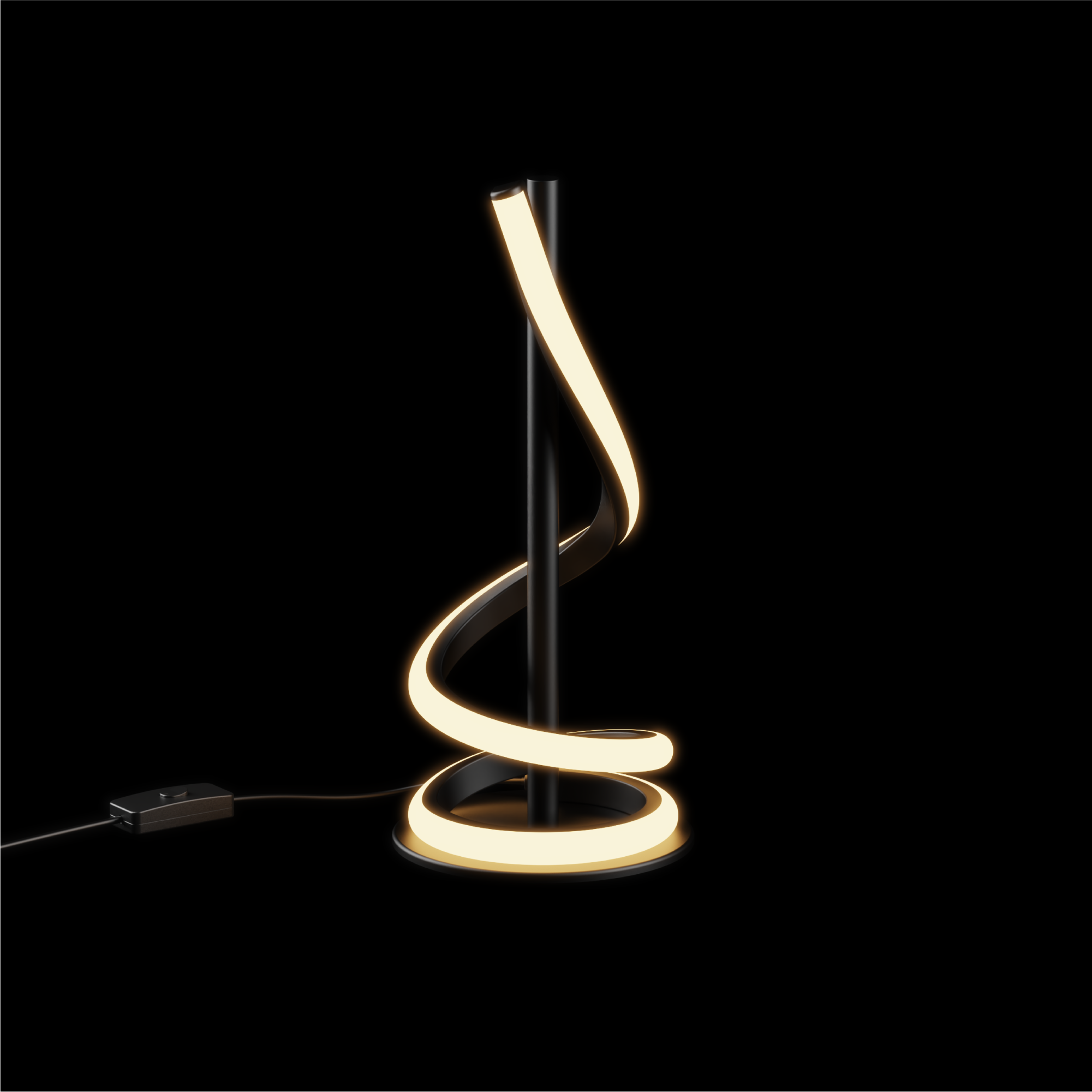 Infibrite - Sculptural Curve 12W LED Table Lamp 16 Inch, 3000K Warm Touch Control, Matte Black - White