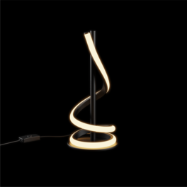 Infibrite - Sculptural Curve 12W LED Table Lamp 16 Inch, 3000K Warm Touch Control, Matte Black - White