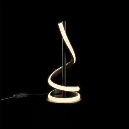 Front. Infibrite - Sculptural Curve 12W LED Table Lamp 16 Inch, 3000K Warm White, Touch Control, Matte Black - White.