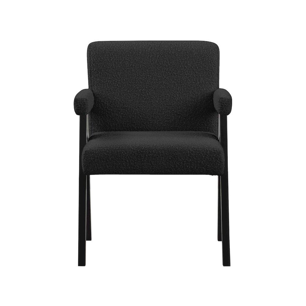 Alt View 2. Meridian Furniture - Woodloch Black Boucle Fabric Accent Chair - Black.