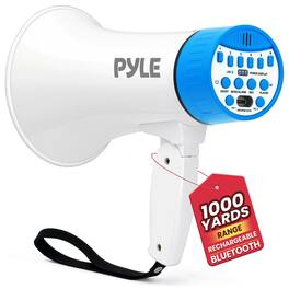 Pyle - 30W Bluetooth Rechargeable Megaphone with Voice Changer, Recording, Siren & USB-C Charging - Blue