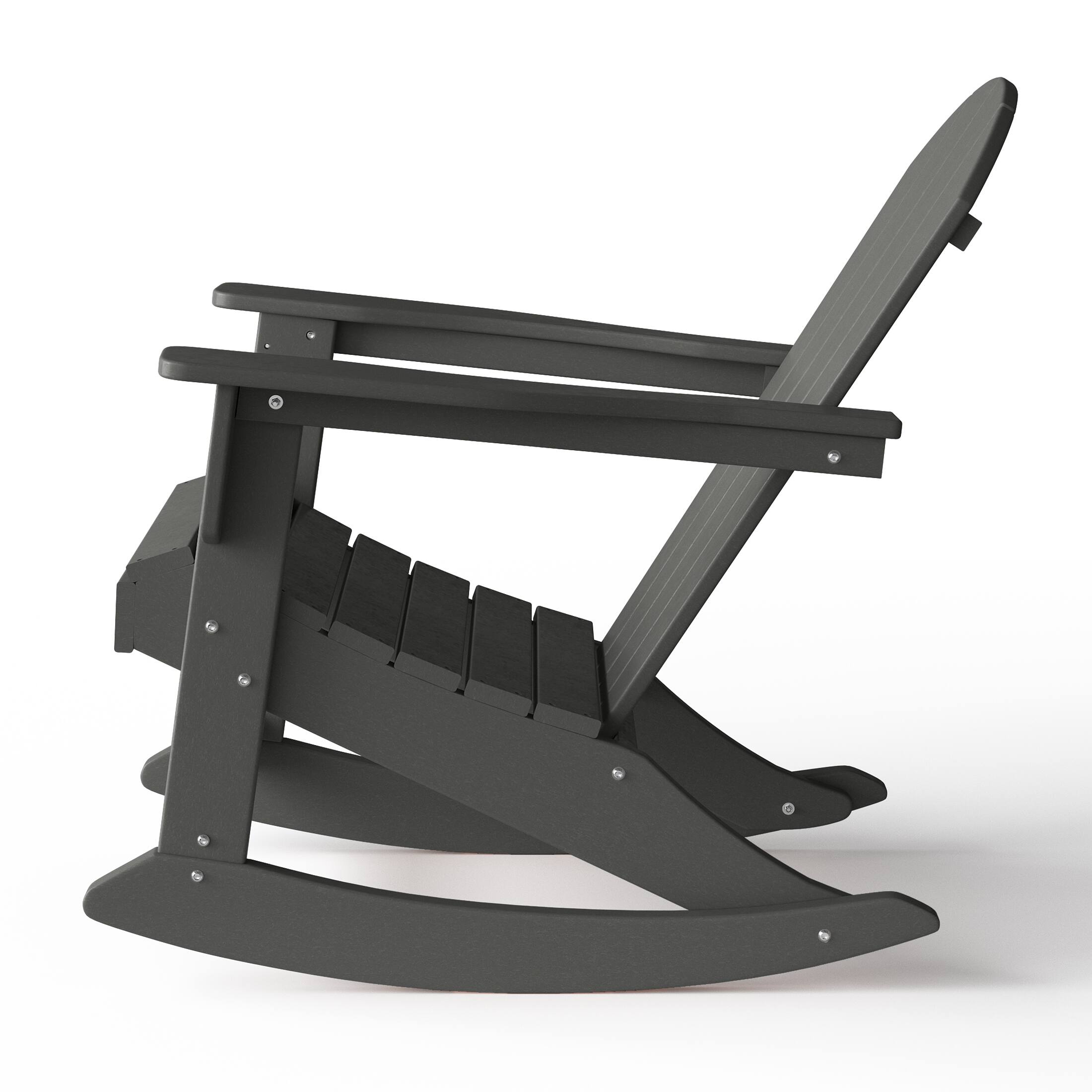 Alt View 4. WestinTrends - WestinTrends Malibu Outdoor / Patio Poly Adirondack rocking chair - Gray.