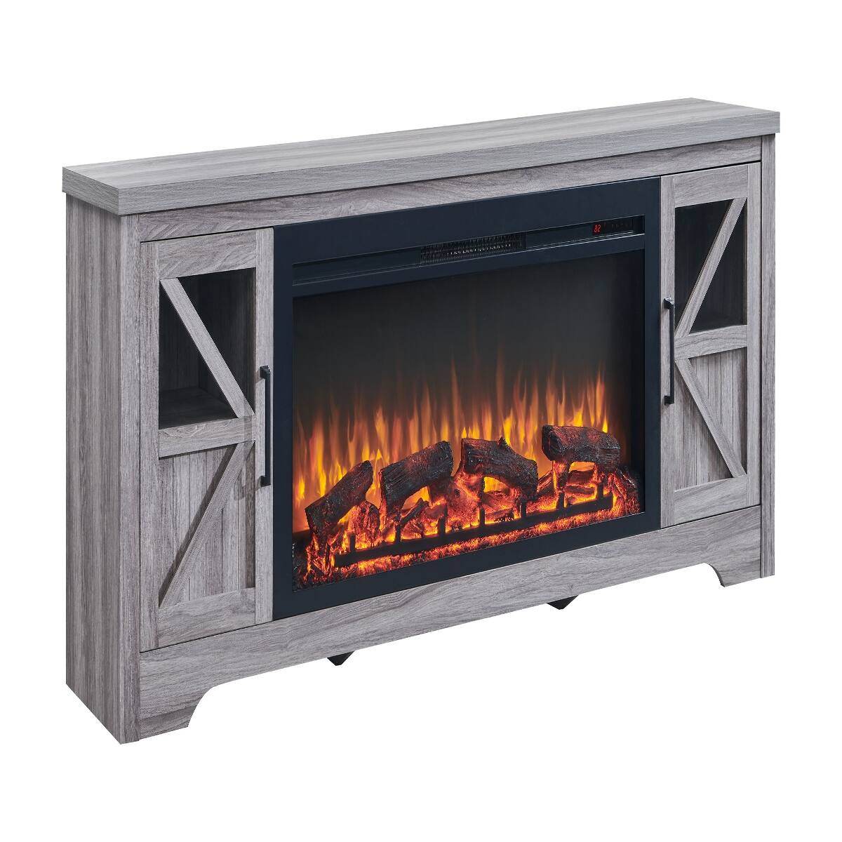 Front. Loheer - Loheer 75 inch fireplace tv stand for 80 inch tv with 44 inch electric fireplace insert Gray Wash - Gray.