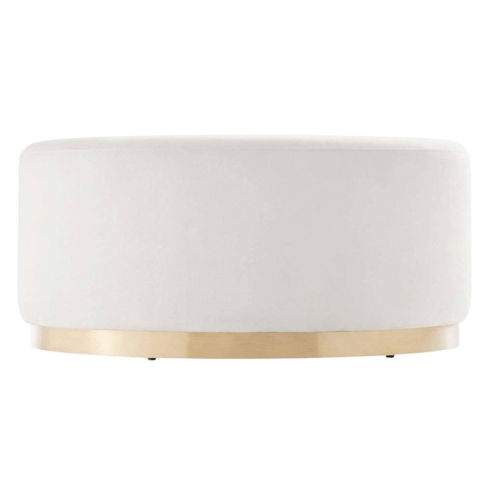 Back. Outdoor Escape - Velvet Ottoman with Upholstered Surface for Outdoor Living Space - Gray.