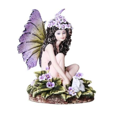 Front. Pacific Trading - Viola Purple Violet Fairy Thinking of You Fantasy Collectible Figurine 4.75 Inches - Purple.