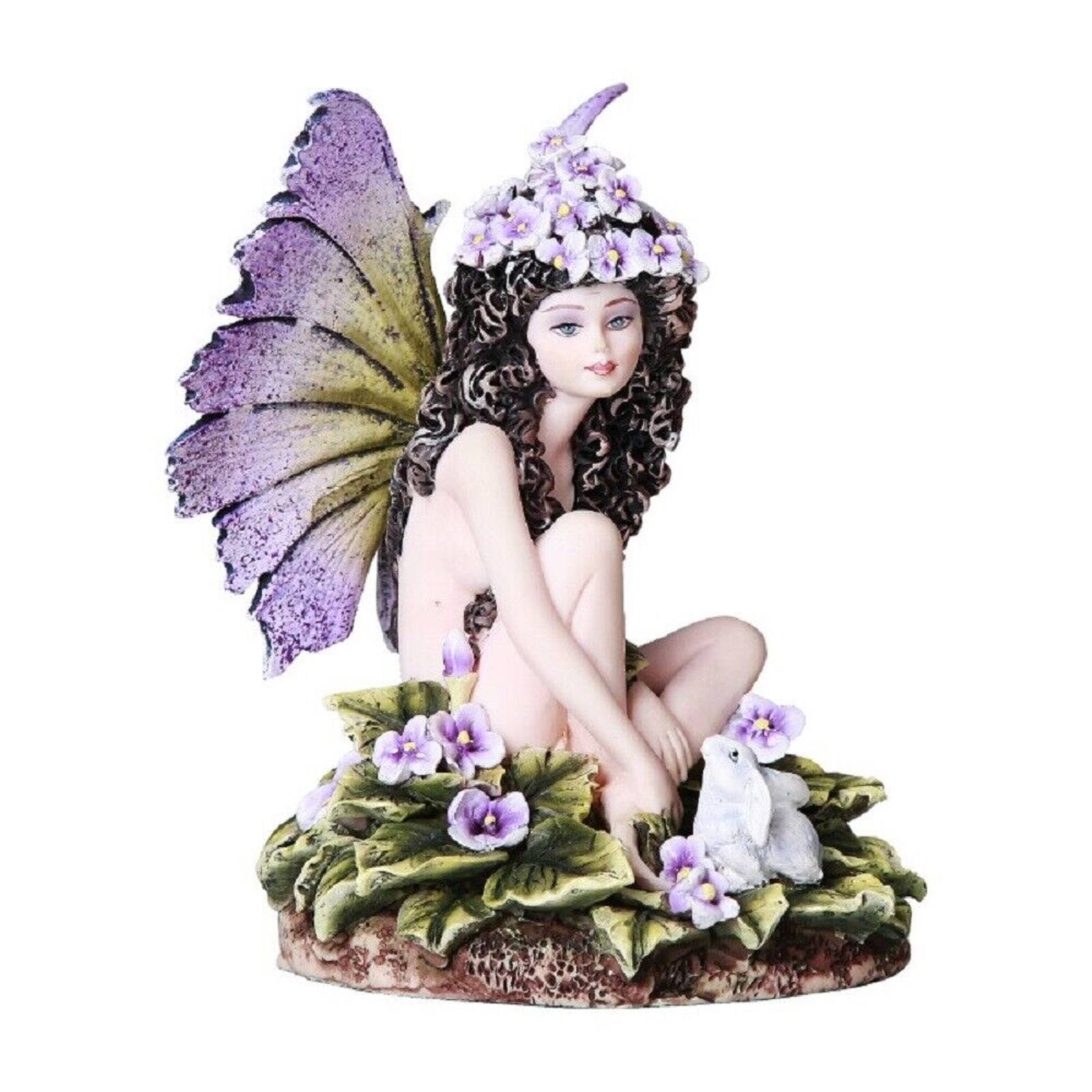 Front. Pacific Trading - Viola Purple Violet Fairy Thinking of You Fantasy Collectible Figurine 4.75 Inches - Purple.