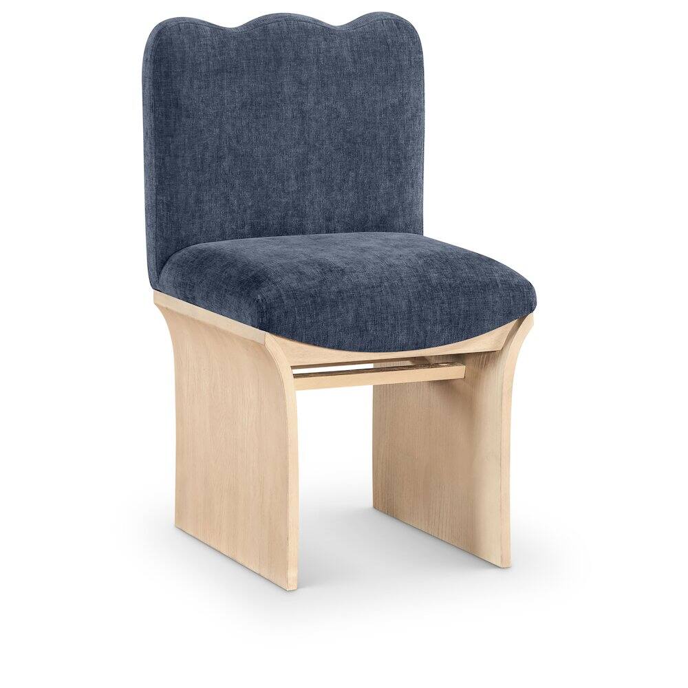 Front. Meridian Furniture - Shaw Navy Chenille Fabric Upholstered Dining Chair - Brown.