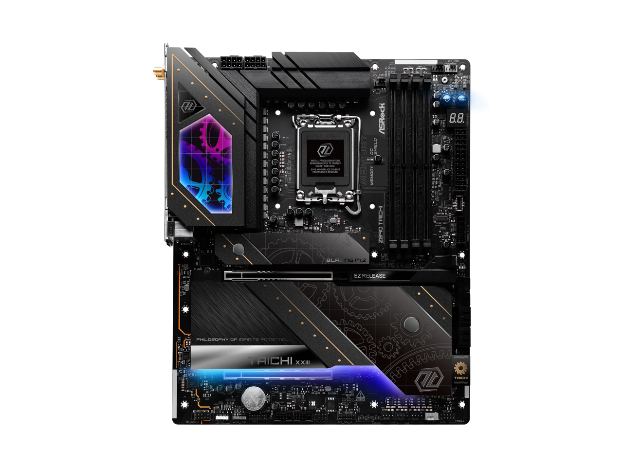 LIPES < ASRock J 7 SHELD T.1 ... | -  - - in .. - - - - - . - - - MEMORY T TRCH Ob8Z UK BLHN u m.2 RoHS 8.8. EZ RELEASE I PEOSOPUY cam INPIRTS POTENTIL AICHI XXIIII TRLF 11.24