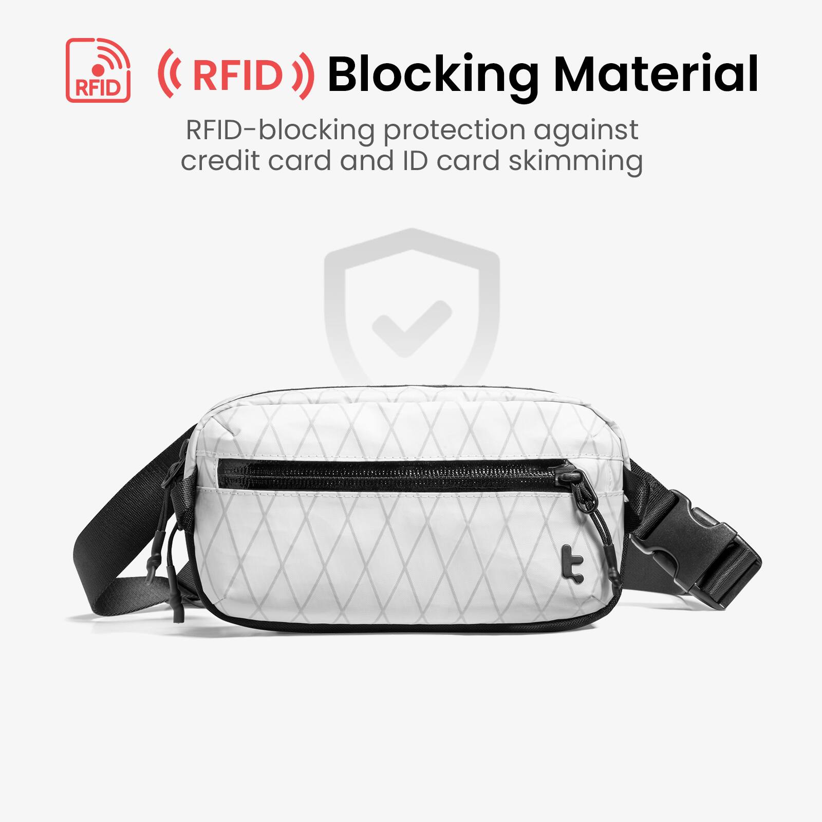 RFID Blocking Material  
RFID-blocking protection against credit card and ID card skimming