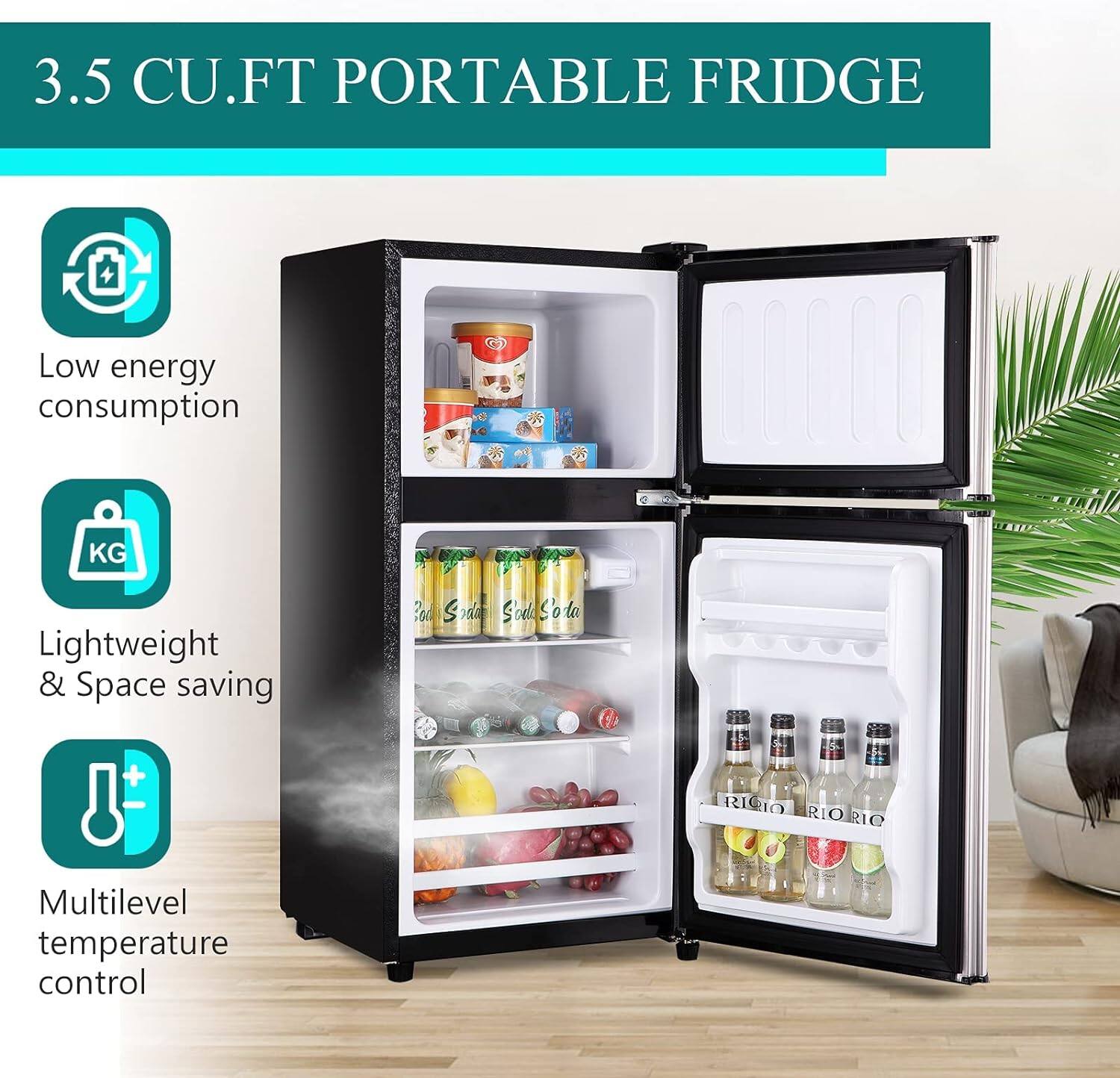 3.5 CU.FT PORTABLE FRIDGE

- Low energy consumption
- Lightweight & Space saving
- Multilevel temperature control