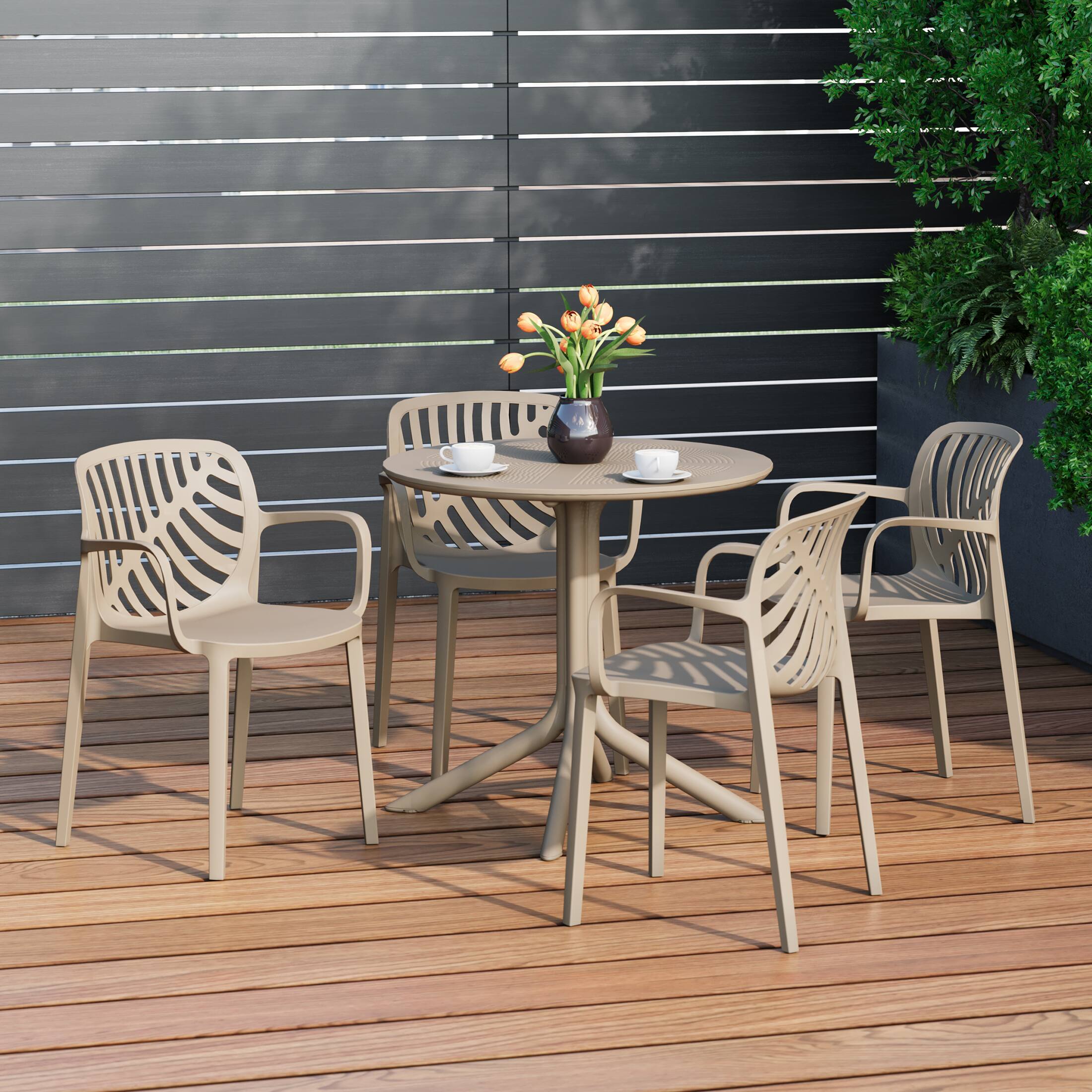 WestinTrends Playa 5 Piece Outdoor Resin Round Patio Dining Table Set ...