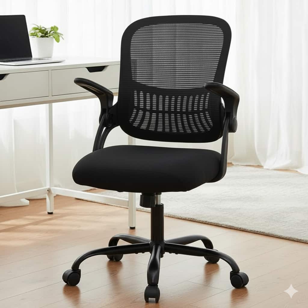 AOITUN - Office Chair, Ergonomic Home Mesh Office Desk Chairs, with Adjustable Armrests - Black