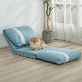 Siljoy - Adjustable Floor Sofa Bed for Adults & Pets, 6‑Position, 5‑Second Fold, Corduroy Fabric, /Gray - Sky Blue