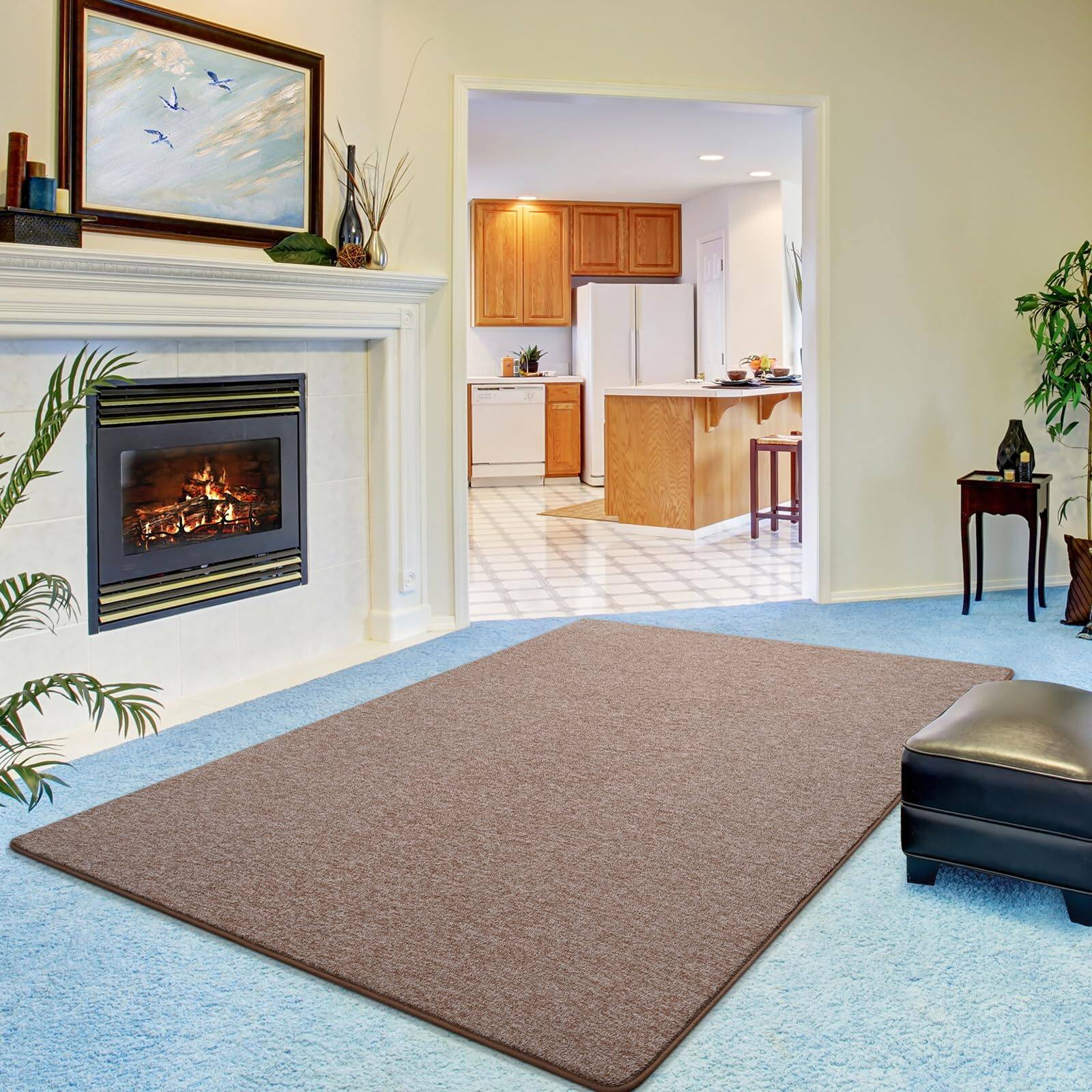 Alt View 6. Fabibe - 4X6 BROWN WHITE Modern Minimalist Machine Washable Cotton Indoor KEEKO AREA FOR LIVING ROOM, SOFT MODERN MEMORY - Grey-green 2' x 4' (Rectangular).