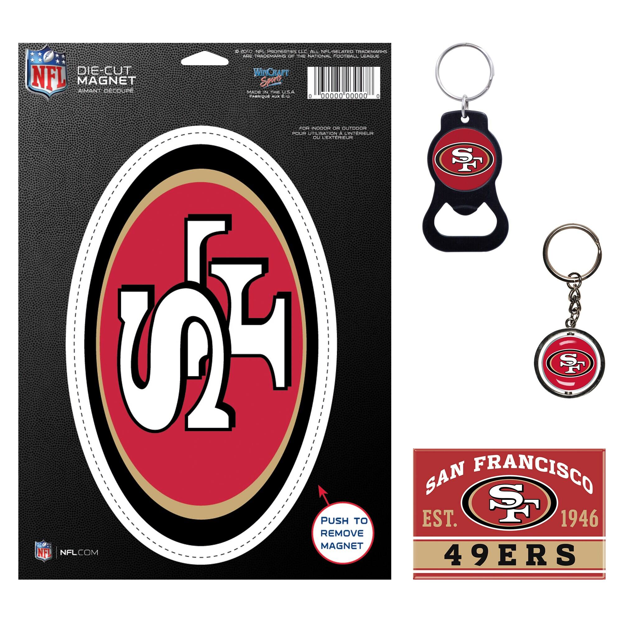 WinCraft - San Francisco 49ers 4-Pack Key Rings and Magnets Set - Multicolor