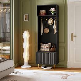 Babevy - 74" Hall Tree with Bench and Storage - Black