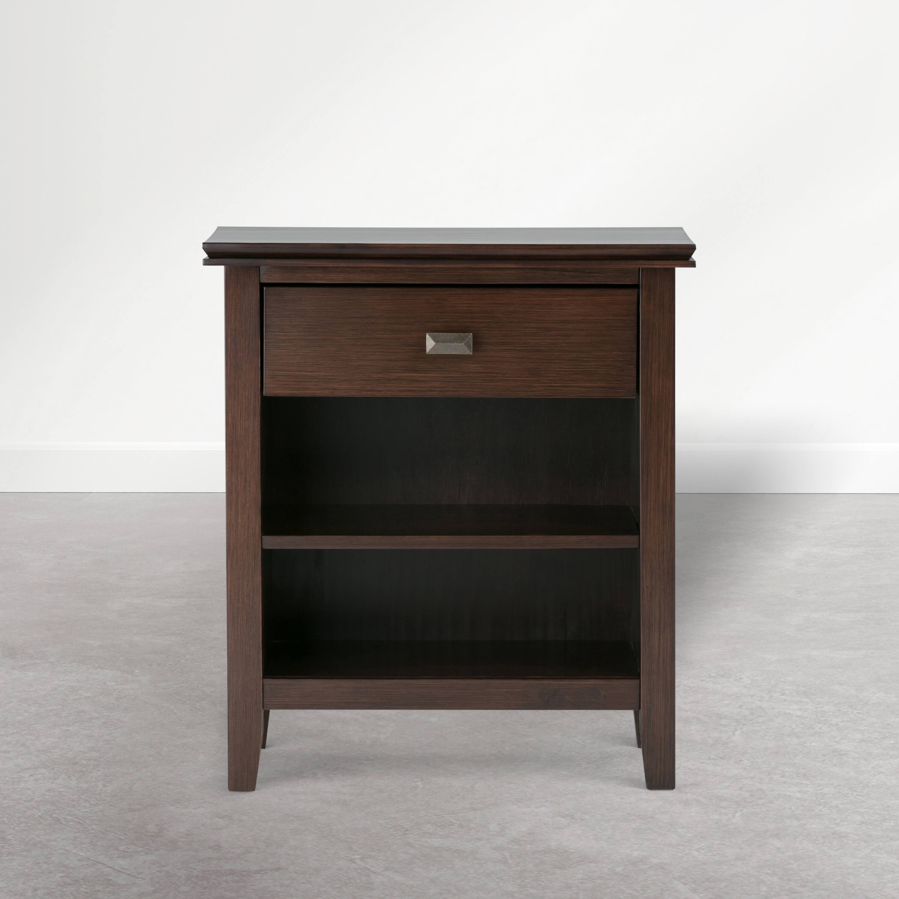 Back. Simpli Home - Artisan 24 inch Wide Solid Wood Bedside Table, Autumn Brown - Autumn Brown.