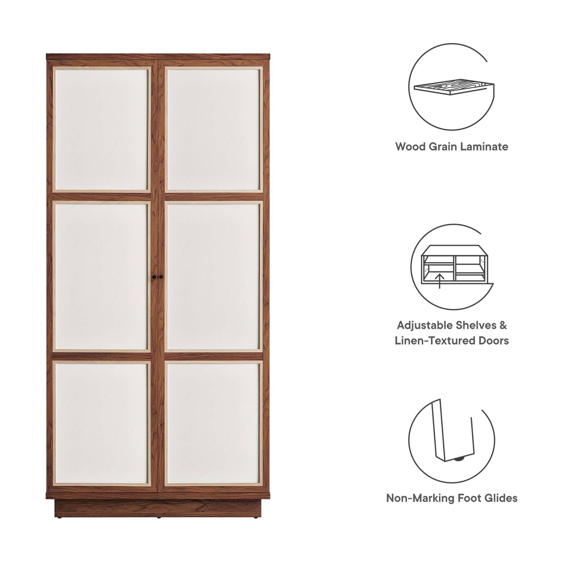 Wood Grain Laminate Adjustable Shelves & Linen-Textured Doors Non-Marking Foot Glides