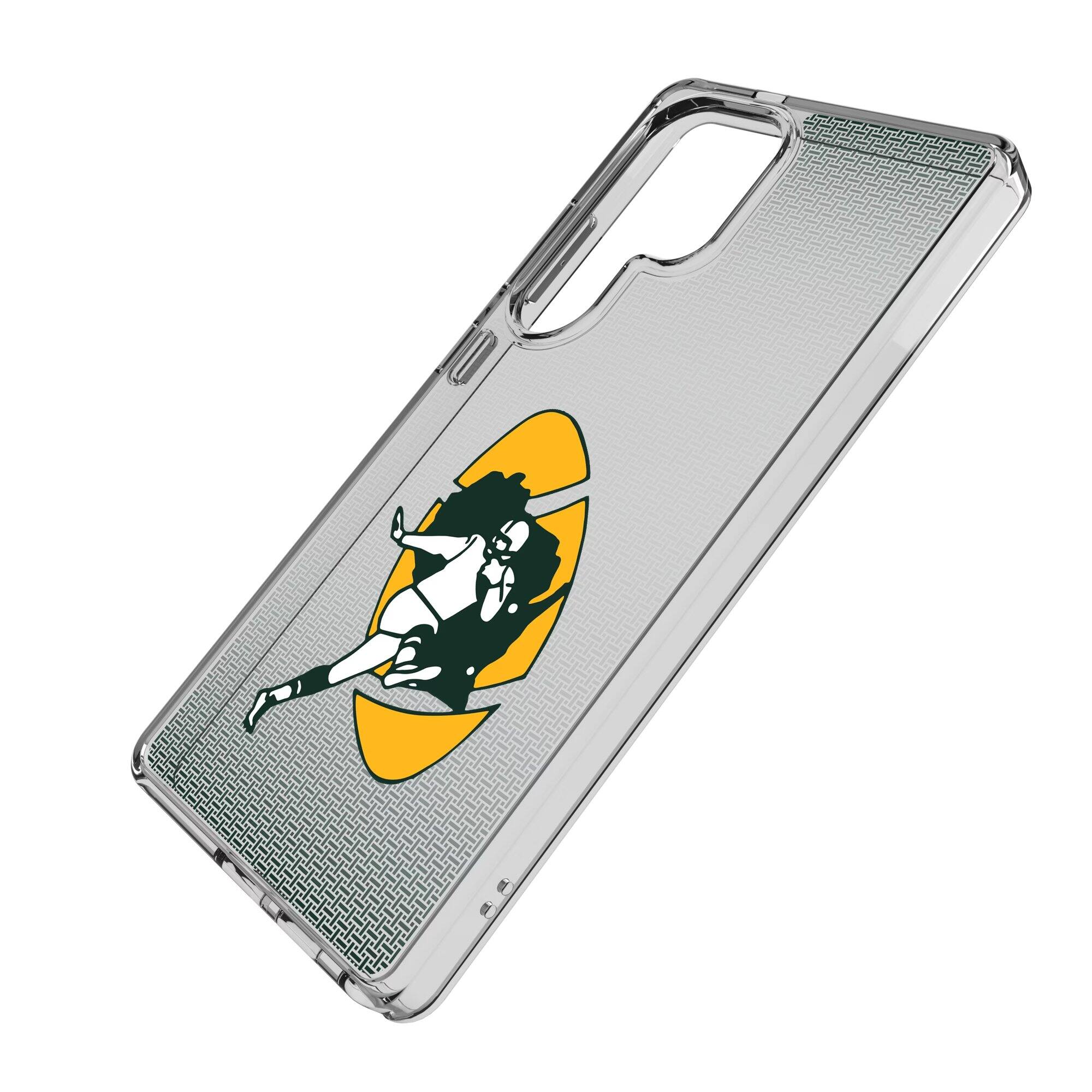 Alt View 1. Keyscaper - Green Bay Packers Linen Logo Galaxy Clear Case - S23 - Multicolor.