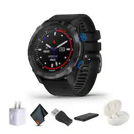 Bundle - Garmin - Descent Mk2i, Watch-Style Dive Computer with Air Integration, Multisport Training/Smart Features, Titanium with B - Black - (2021)