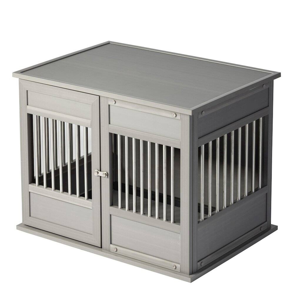 Angle. New Age Pet - New Age Pet ECOFLEX Horizon Dog Crate - Grey Medium.