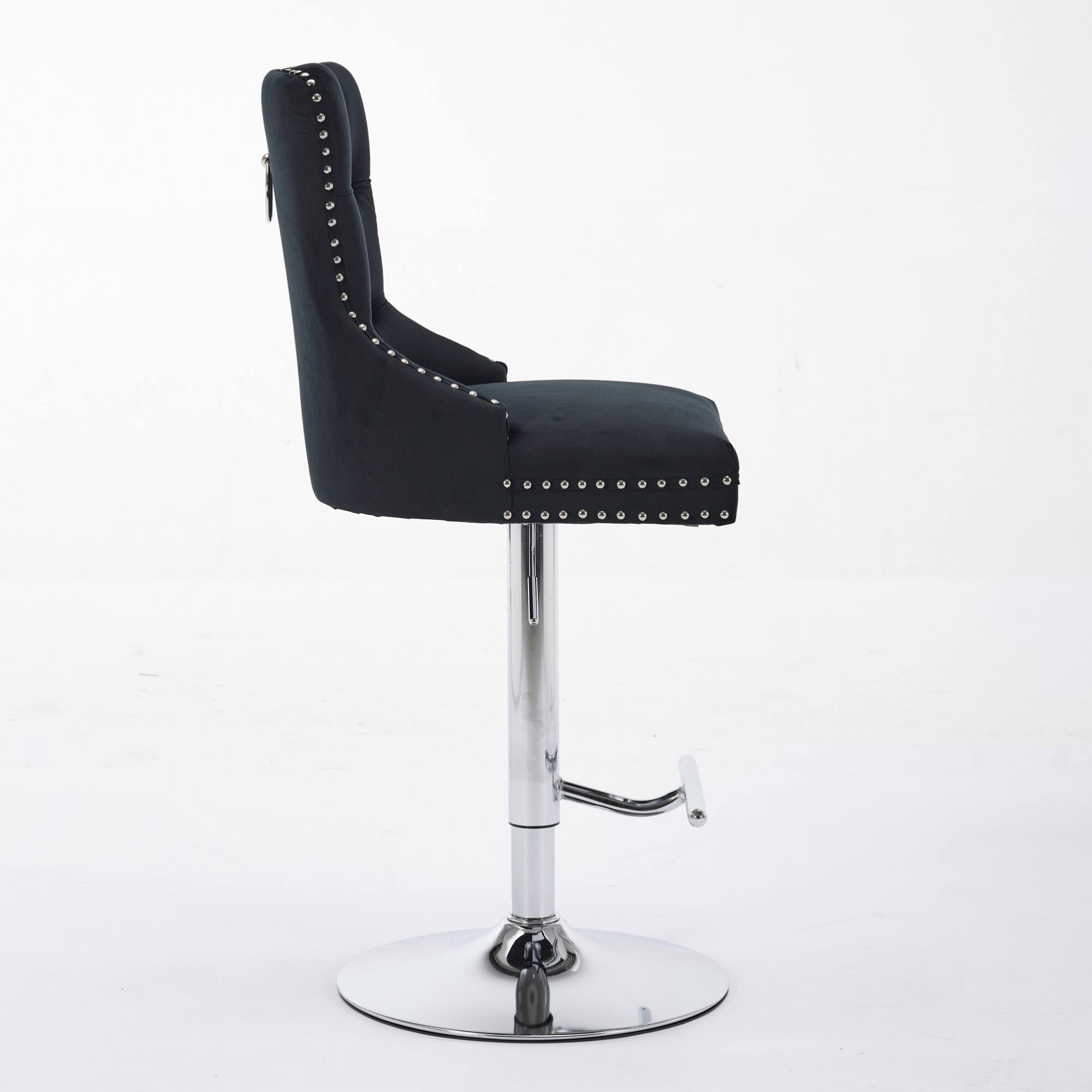 Alt View 1. GOODSILO - Adjustable Height Swivel Barstools with Velvet Upholstery and Chrome Base - Set of 2 for Home Bars and Kitchen Islands - Black.