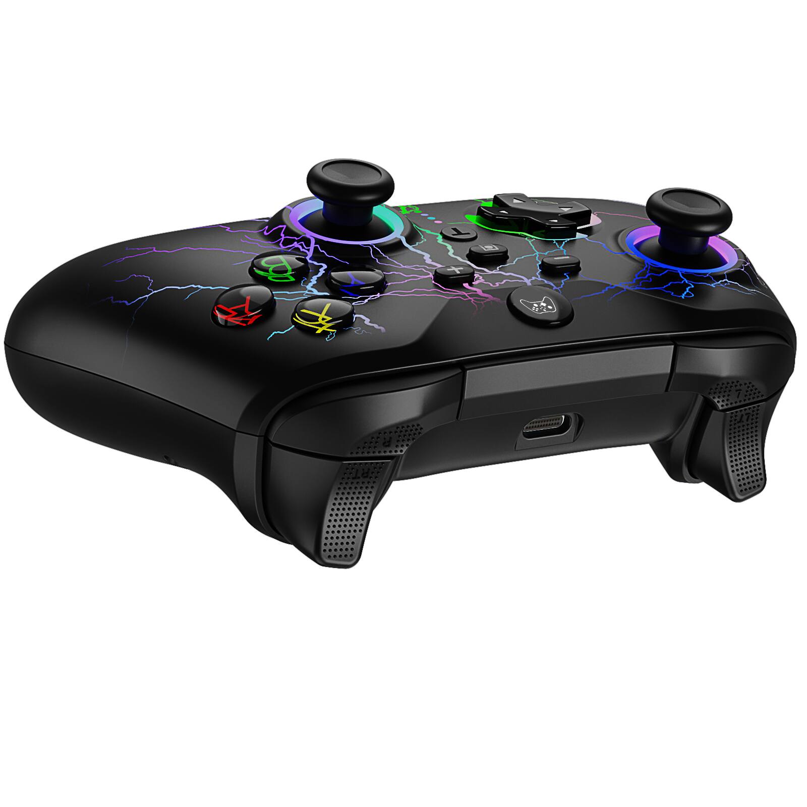 Alt View 3. Cluzine - Wireless Bluetooth Game Controller for Switch with Vibration Wake-Up Function 6-Axis Gyro for PC - Black.