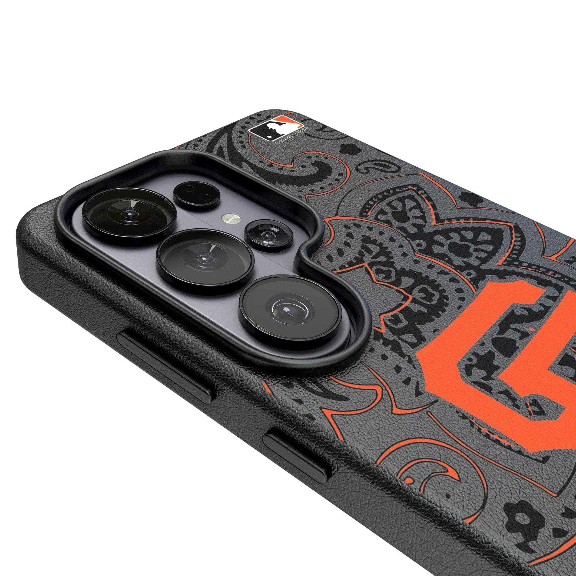Alt View 2. Keyscaper - San Francisco Giants Paisley Galaxy Magnetic Bump Case - S25 Ultra - Black.