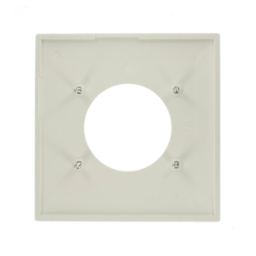 Angle. Leviton - R52-80726-00W 80726-W 2-Gang Flush Mount 2.15-Inch Diameter Device Receptacle Wallplate - White.