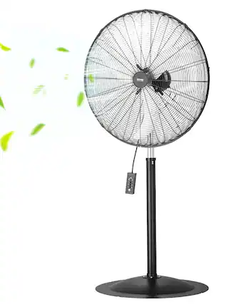 Front. VEVOR - Industrial Pedestal Fan, 30 Inch 85-Degree Oscillating Fan, Height Adjustable Standing Fans with 3 Adjustable Speeds - Black.