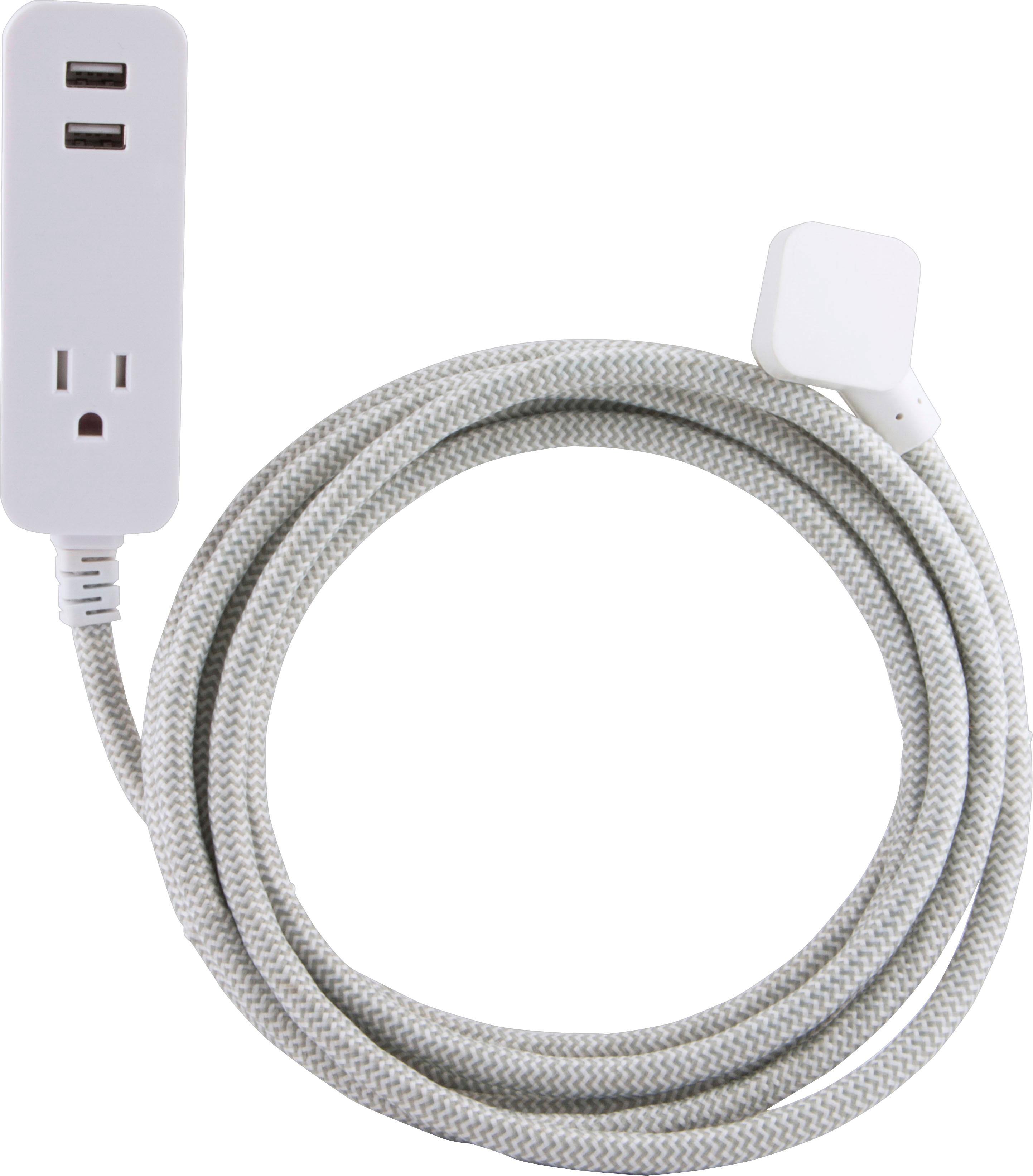 Front. Cordinate - 10' Extension Power Cord - Gray/White.