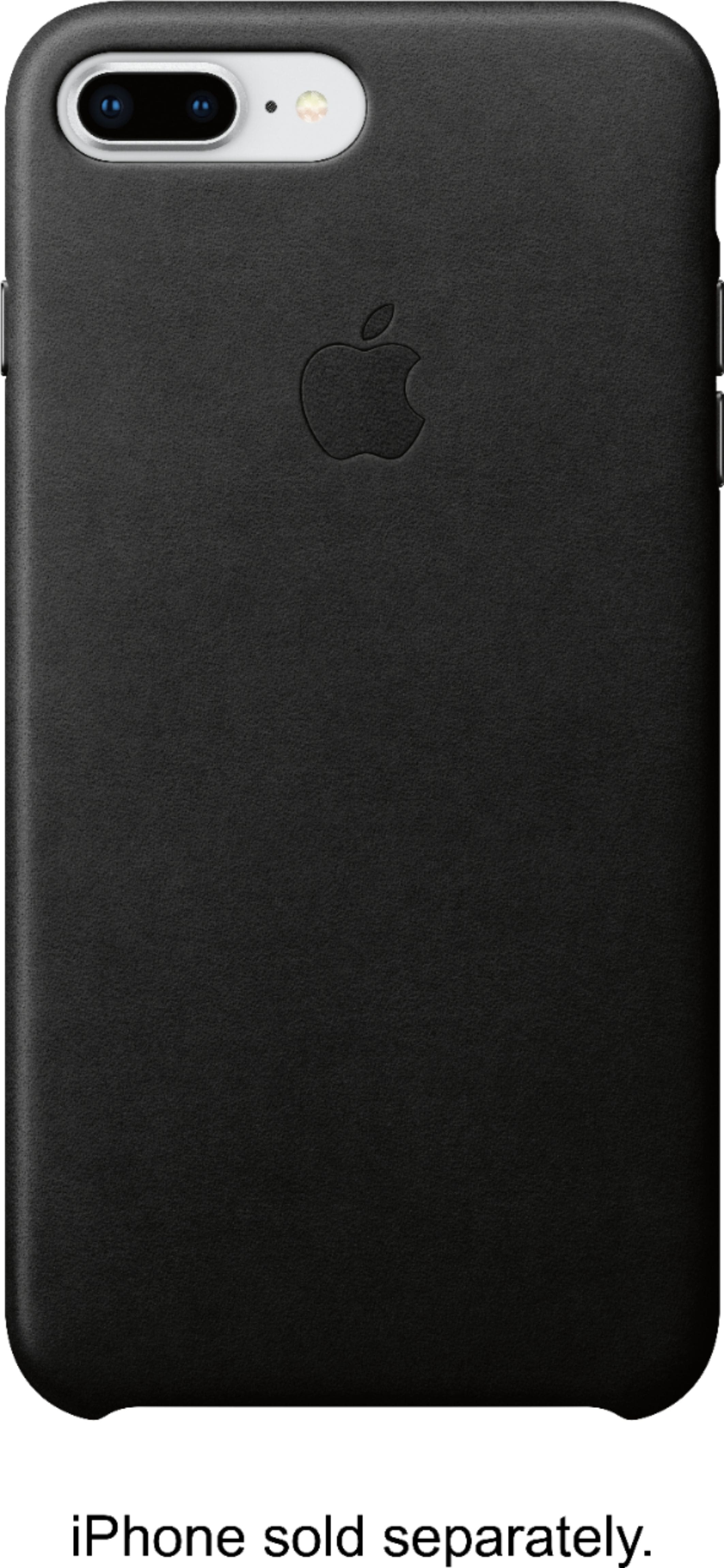 Front. Apple - iPhone® 8 Plus/7 Plus Leather Case - Black.