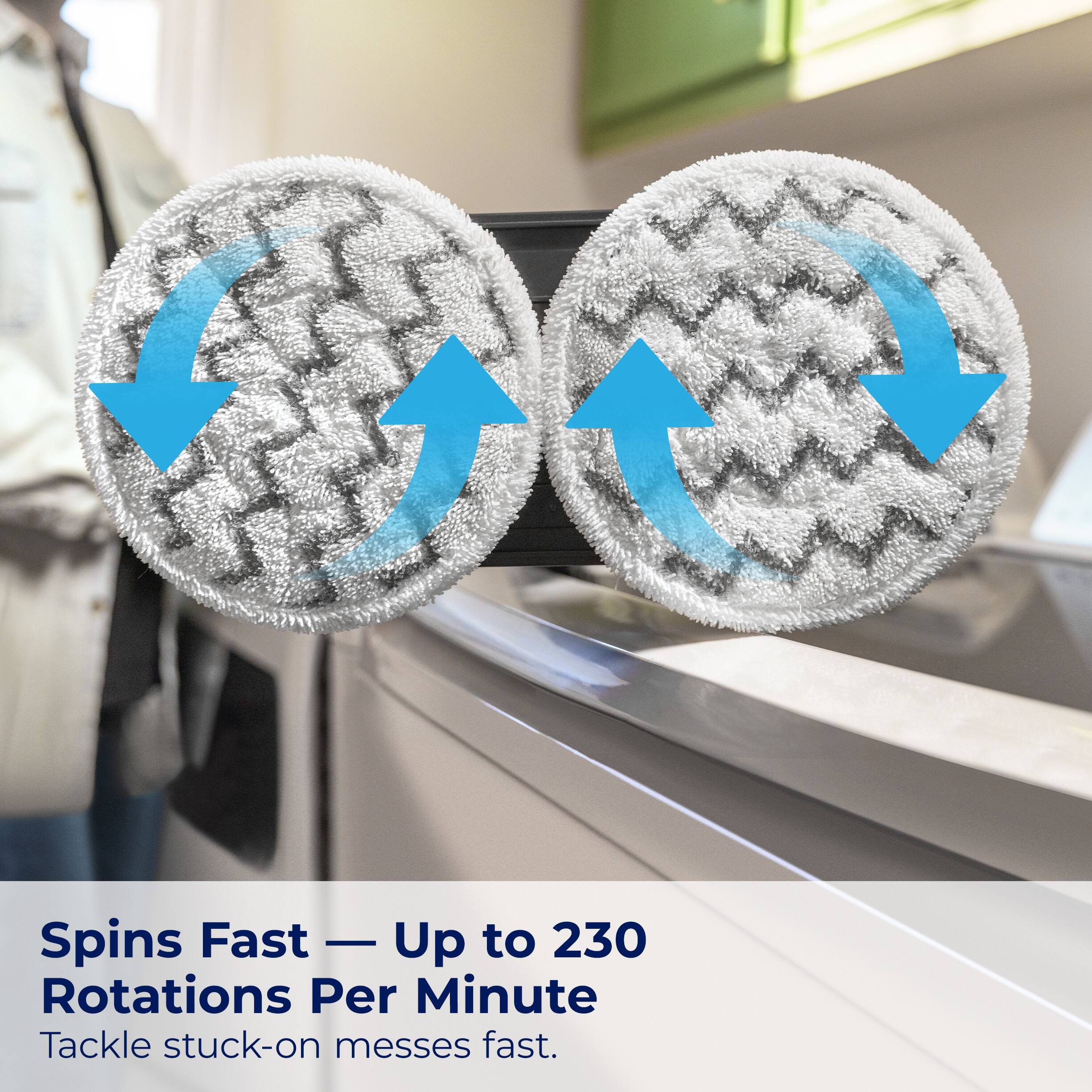 Spins Fast - Up to 230 Rotations Per Minute Tackle stuck-on messes fast.