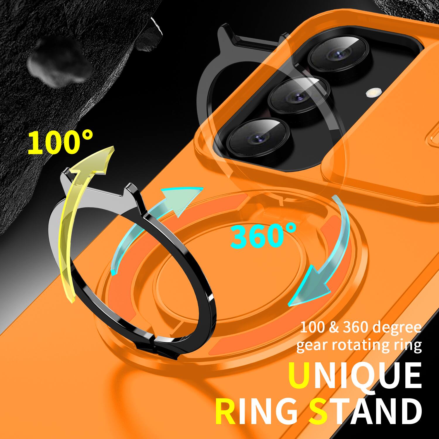 100° & 360° gear rotating ring  
UNIQUE RING STAND