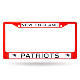 Rico Industries - New England Football Patriots Licensed Red Painted Chrome Metal License Plate Frame - Multi