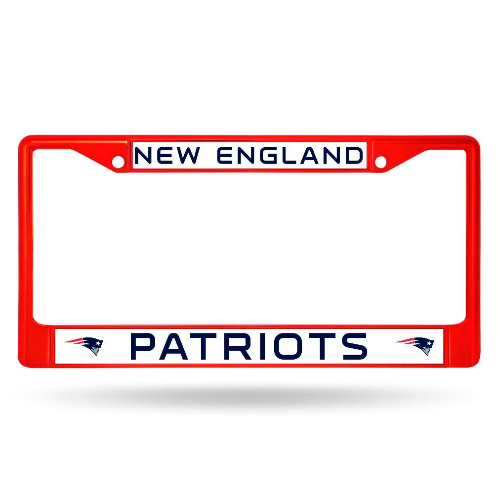 New England Football Patriots Licensed Red Painted Chrome Metal License Plate Frame
