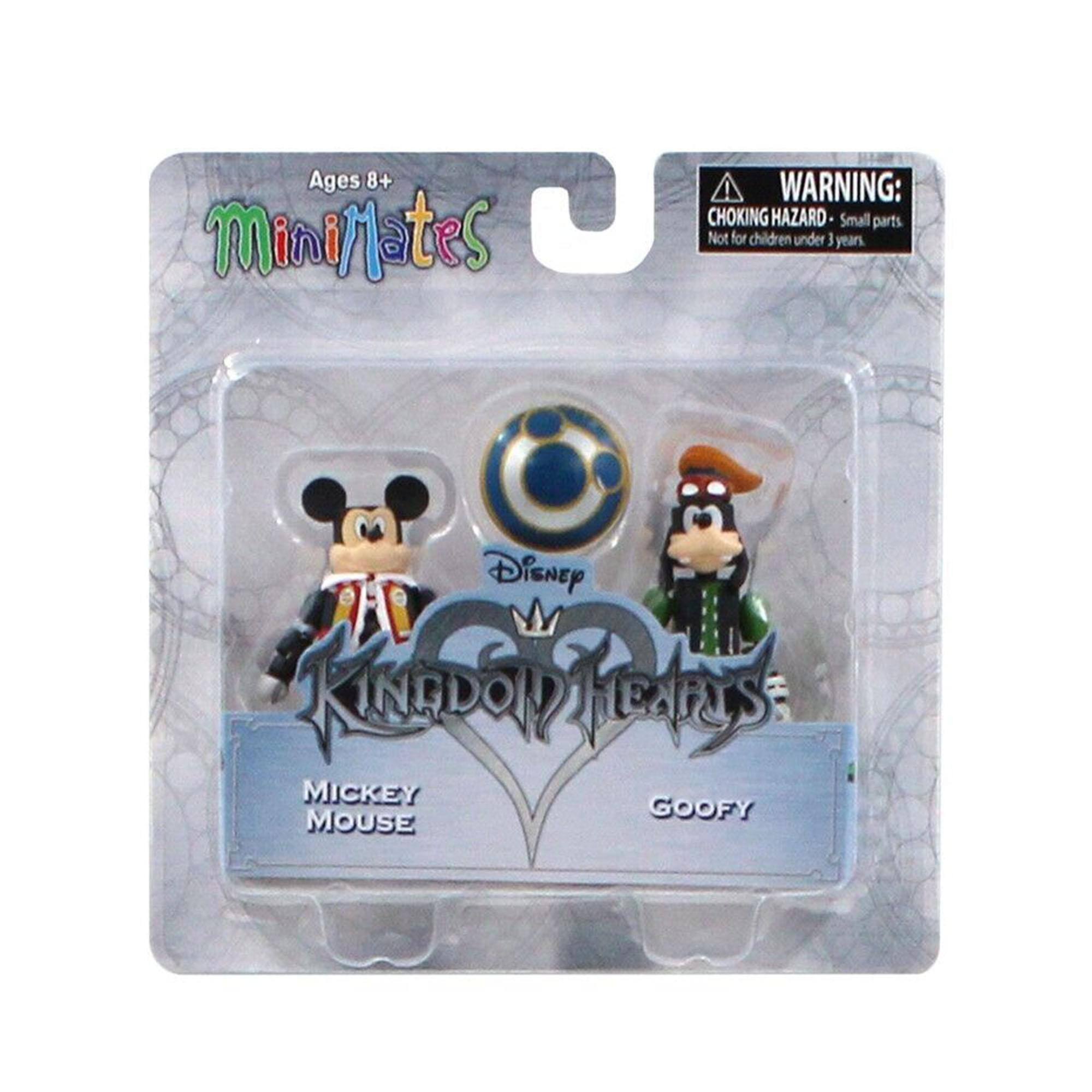 Ages 8+  
MiniMates  
WARNING: CHOKING HAZARD - Small parts. Not for children under 3 years.  
Disney Kingdom Hearts  
Mickey Mouse  
Goofy