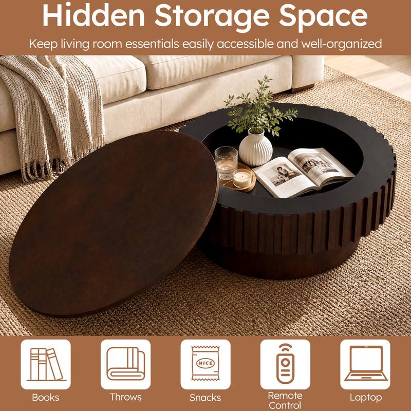 Hidden Storage Space  
Keep living room essentials easily accessible and well-organized

- Books
- Throws
- Snacks
- Remote Control
- Laptop