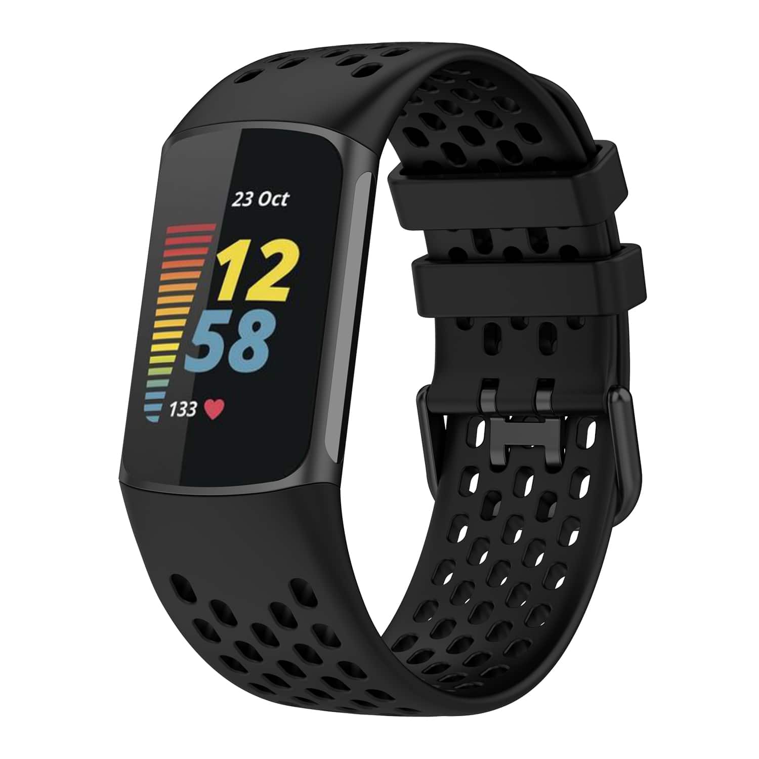 StrapsCo - Endurance Band Silicone Rubber Watch Strap For Fitbit Charge 5 - Black