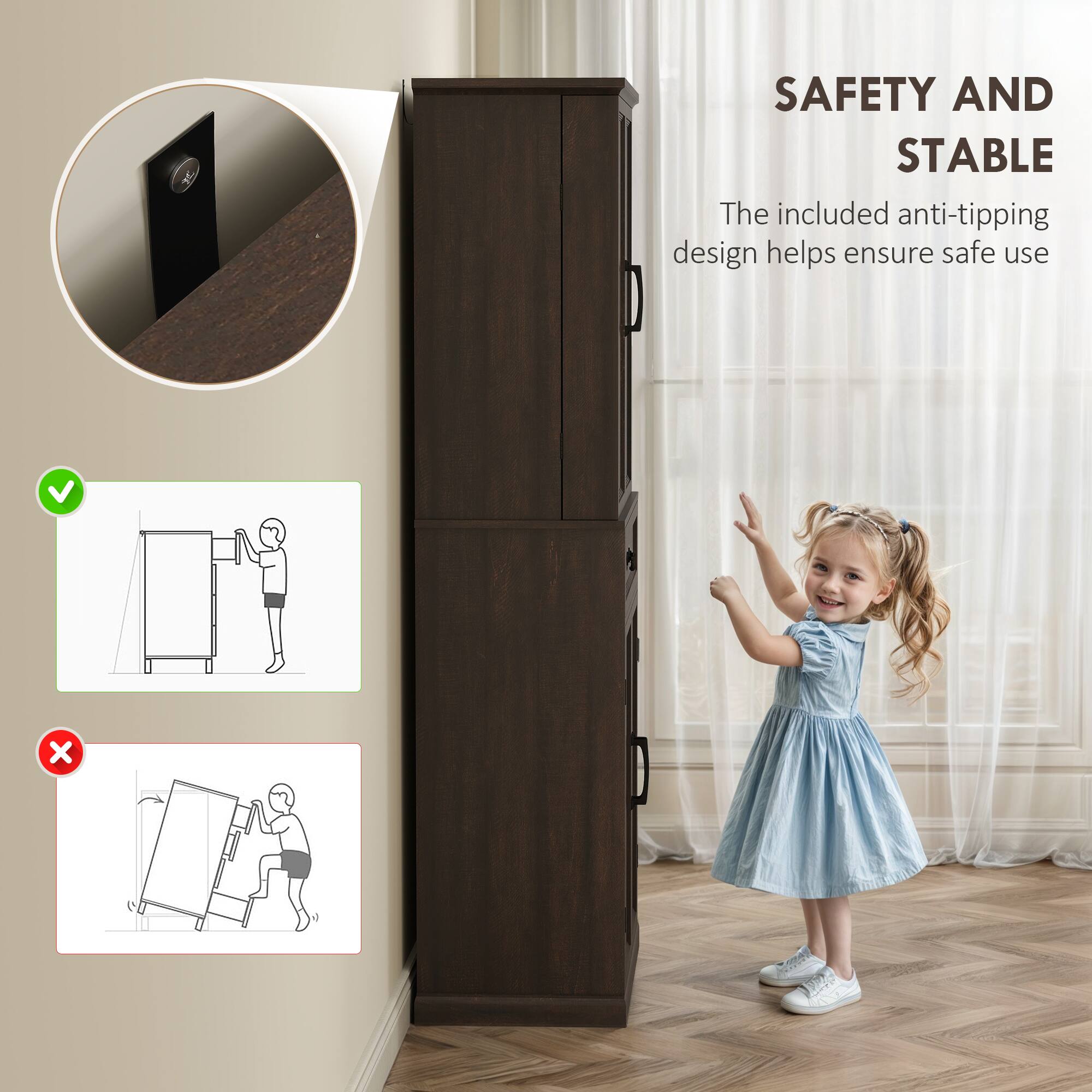 SAFETY AND STABLE
The included anti-tipping design helps ensure safe use
V x