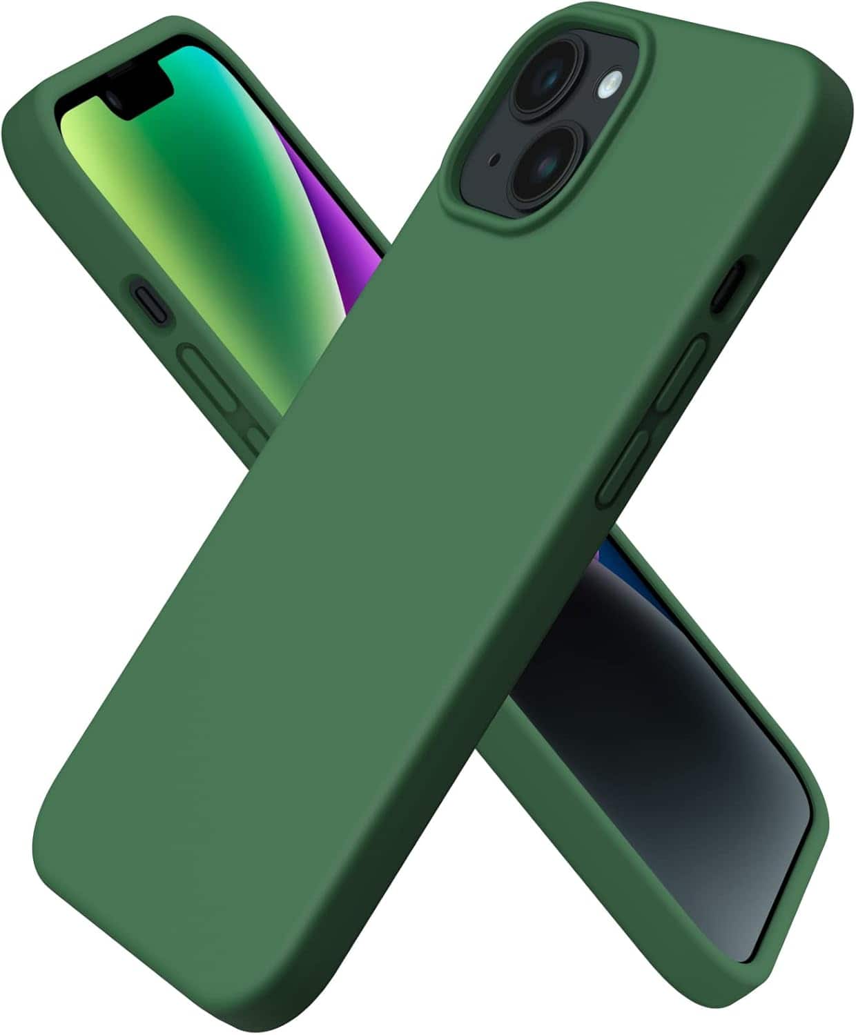 Front. Ornarto - ORNARTO Compatible with iPhone 14 Case 6.1", Slim Liquid Silicone 3 Layers Full Covered Protective Cover-Clover Green - Clover Green.