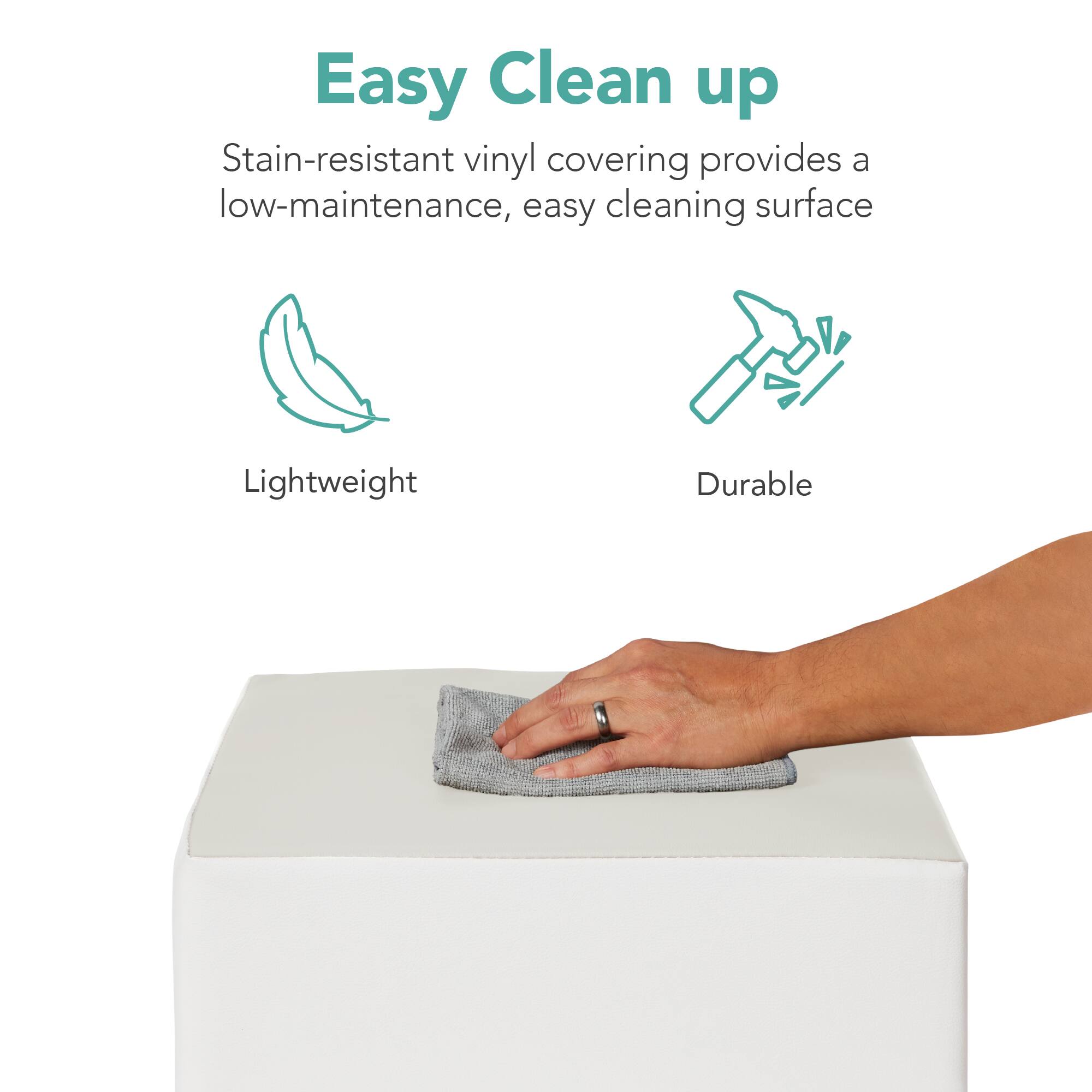 Easy Clean up

Stain-resistant vinyl covering provides a low-maintenance, easy cleaning surface

Lightweight

Durable