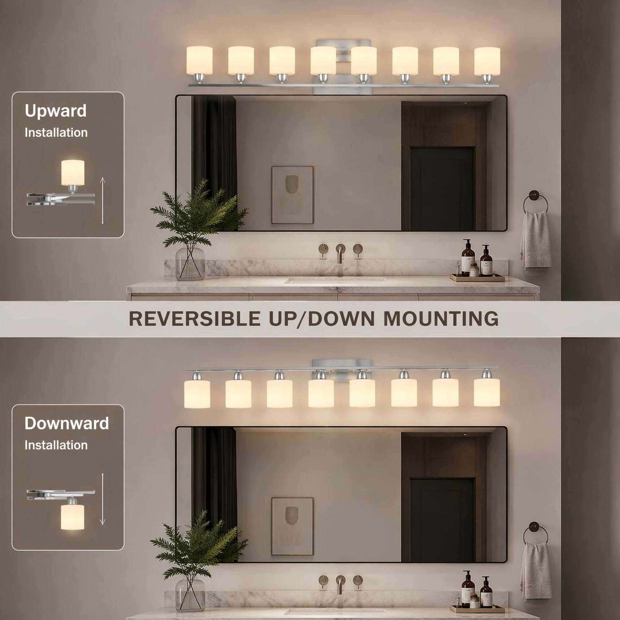 Upward Installation  
REVERSIBLE UP/DOWN MOUNTING  
Downward Installation