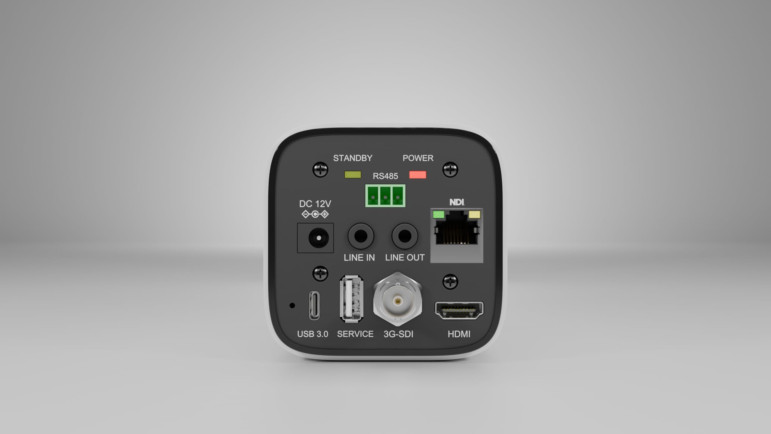 STANDBY POWER  
DC 12V  
RS485  
LINE IN LINE OUT  
USB 3.0 SERVICE  
NDI  
3G-SDI  
HDMI